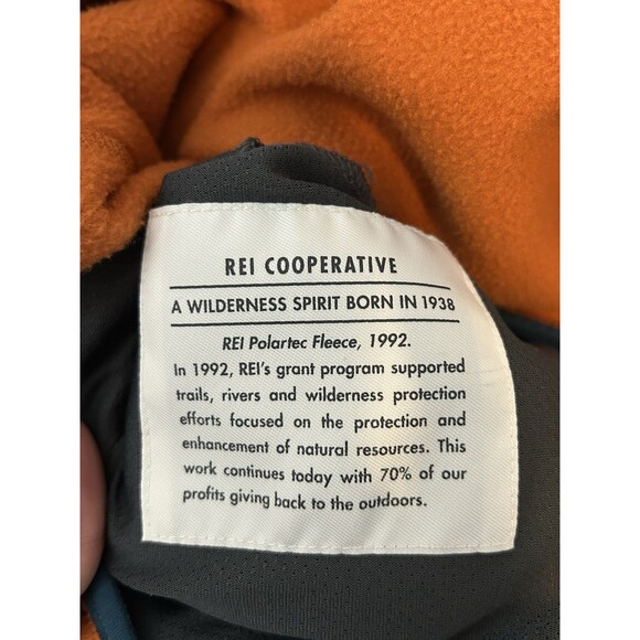 REI Co-op Trailsmith Polartec Fleece Men's M Basic Hiking Jacket Orange Zip-Up - Picture 8 of 8